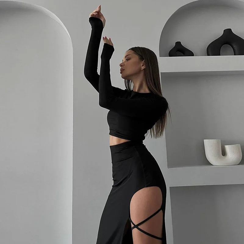Lunim Long Sleeve Top & Maxi Skirt Set