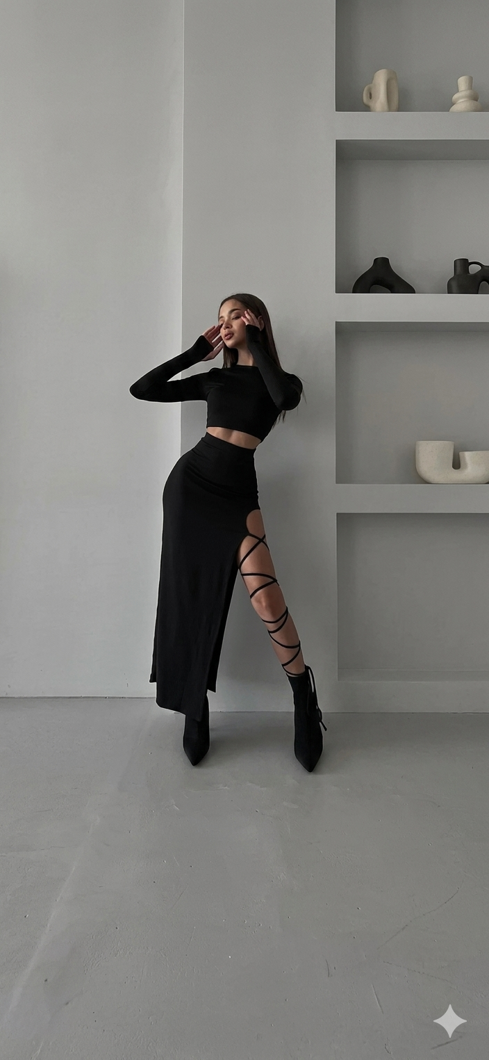 Lunim Long Sleeve Top & Maxi Skirt Set